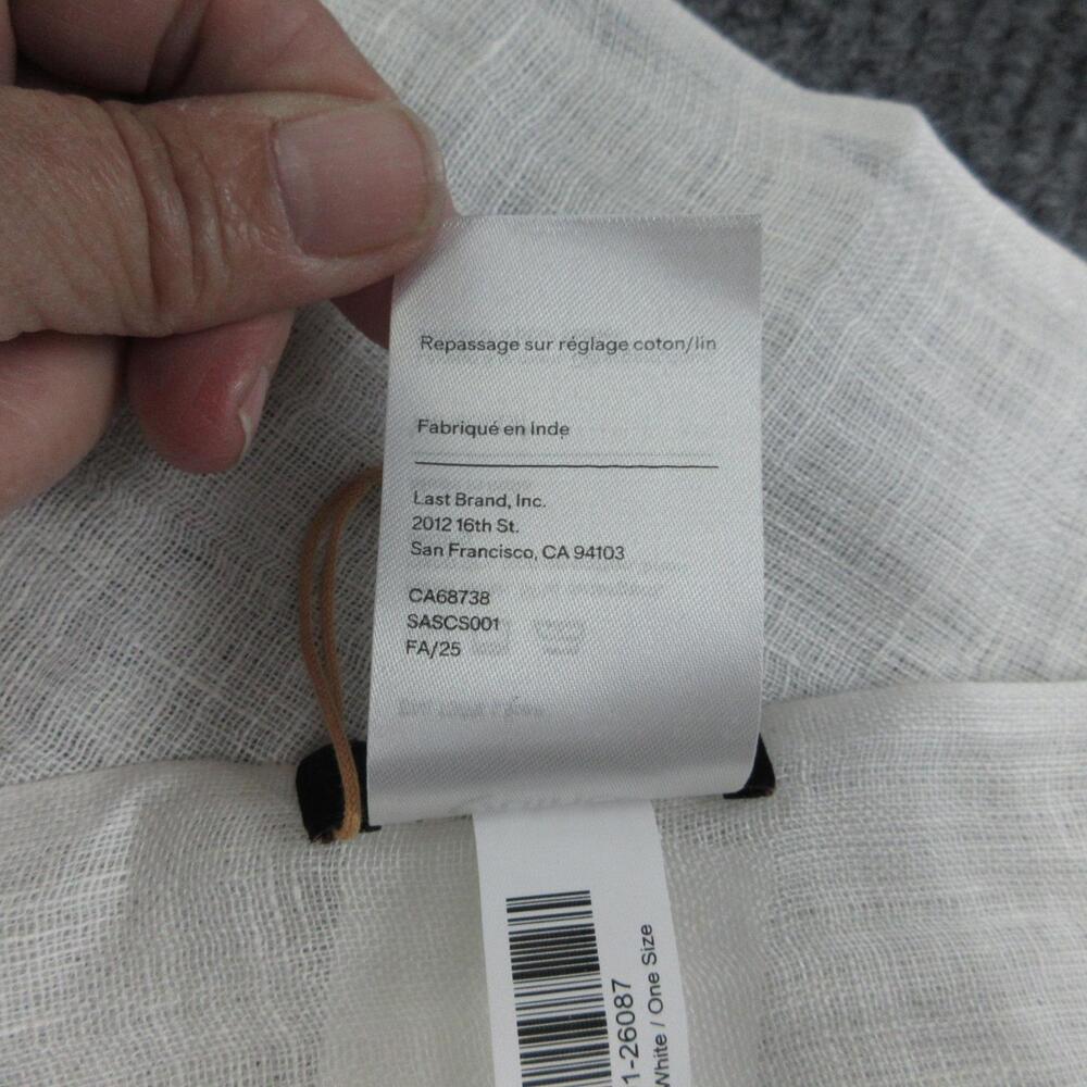 Quince Scarf Womens One Size White Linen Rectangle Fringe Multifunctional NWT - Picture 10 of 12